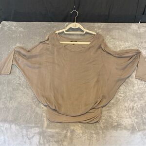 Piazza Roma 100% Silk Elegant Women's Taupe Blouson Blouse